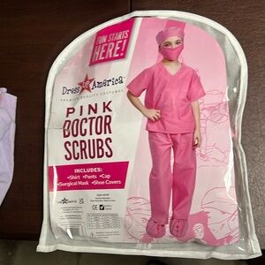Girls Sz 8-10 Pink Scrub Set